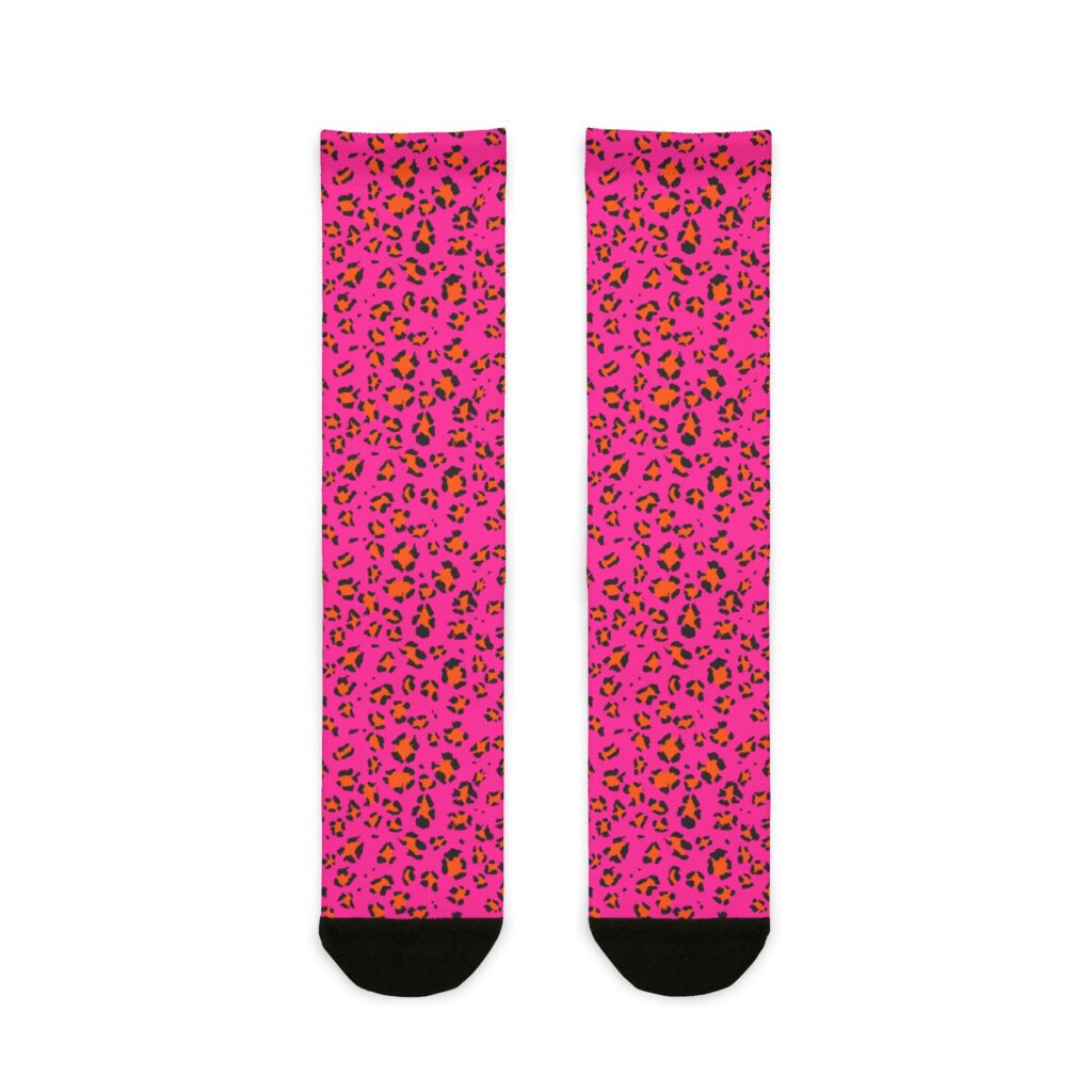 Pink Leopard Crew Socks