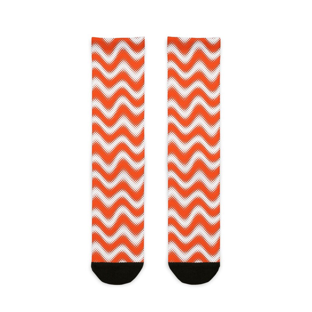 Orange Wave Crew Socks