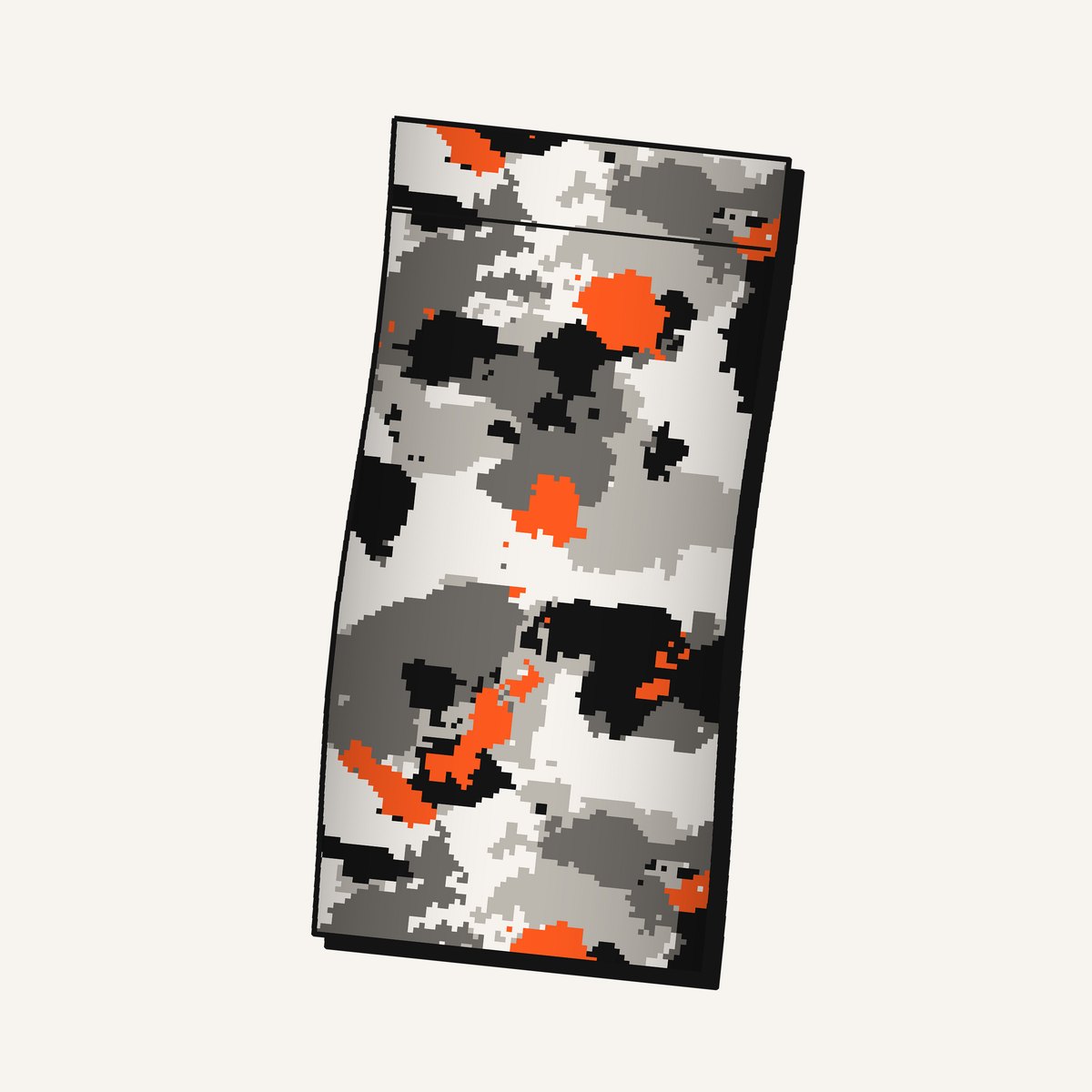 Digital Camo Prosthetic Leg Cover, flat-lay illustration of the stretch cover